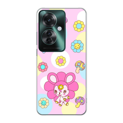 OPPO Reno11 A A401OP Y!mobile 高画質仕上げ 背面印刷 ハードケースむかいあぐる フラワーうさぎのフラッピョン