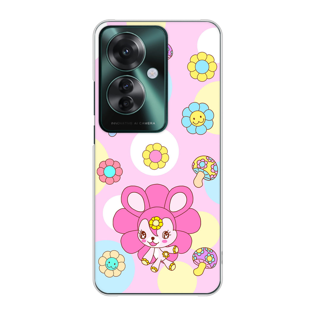 OPPO Reno11 A A401OP Y!mobile 高画質仕上げ 背面印刷 ハードケースむかいあぐる フラワーうさぎのフラッピョン