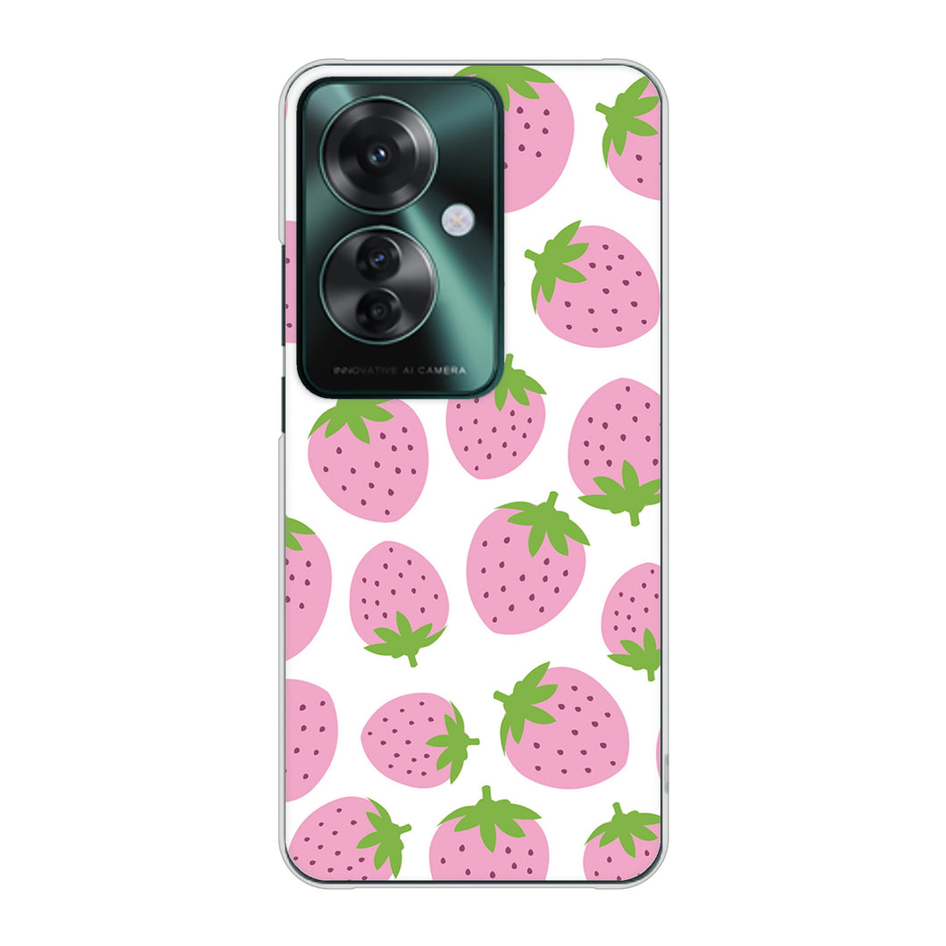 OPPO Reno11 A A401OP Y!mobile 高画質仕上げ 背面印刷 ハードケース小さいイチゴ模様