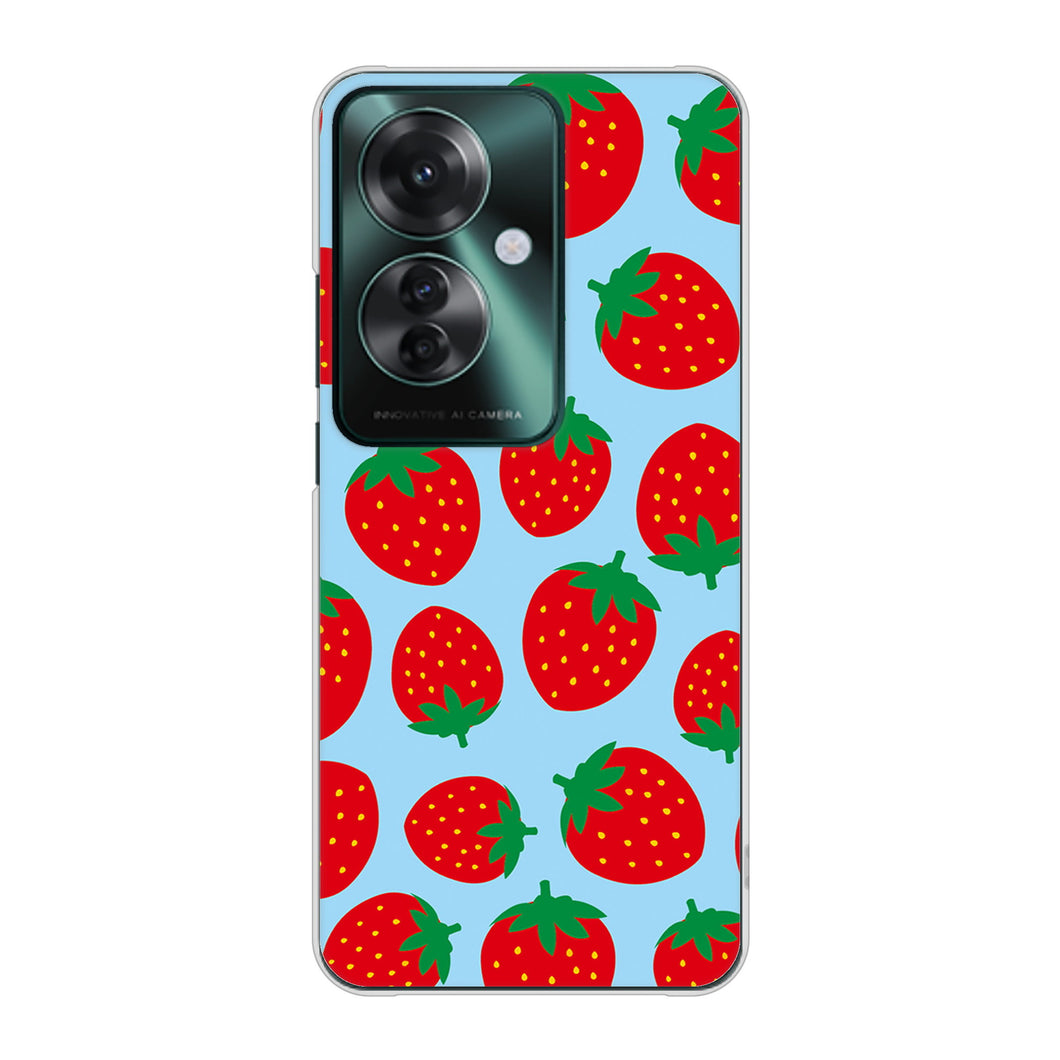 OPPO Reno11 A A401OP Y!mobile 高画質仕上げ 背面印刷 ハードケース小さいイチゴ模様
