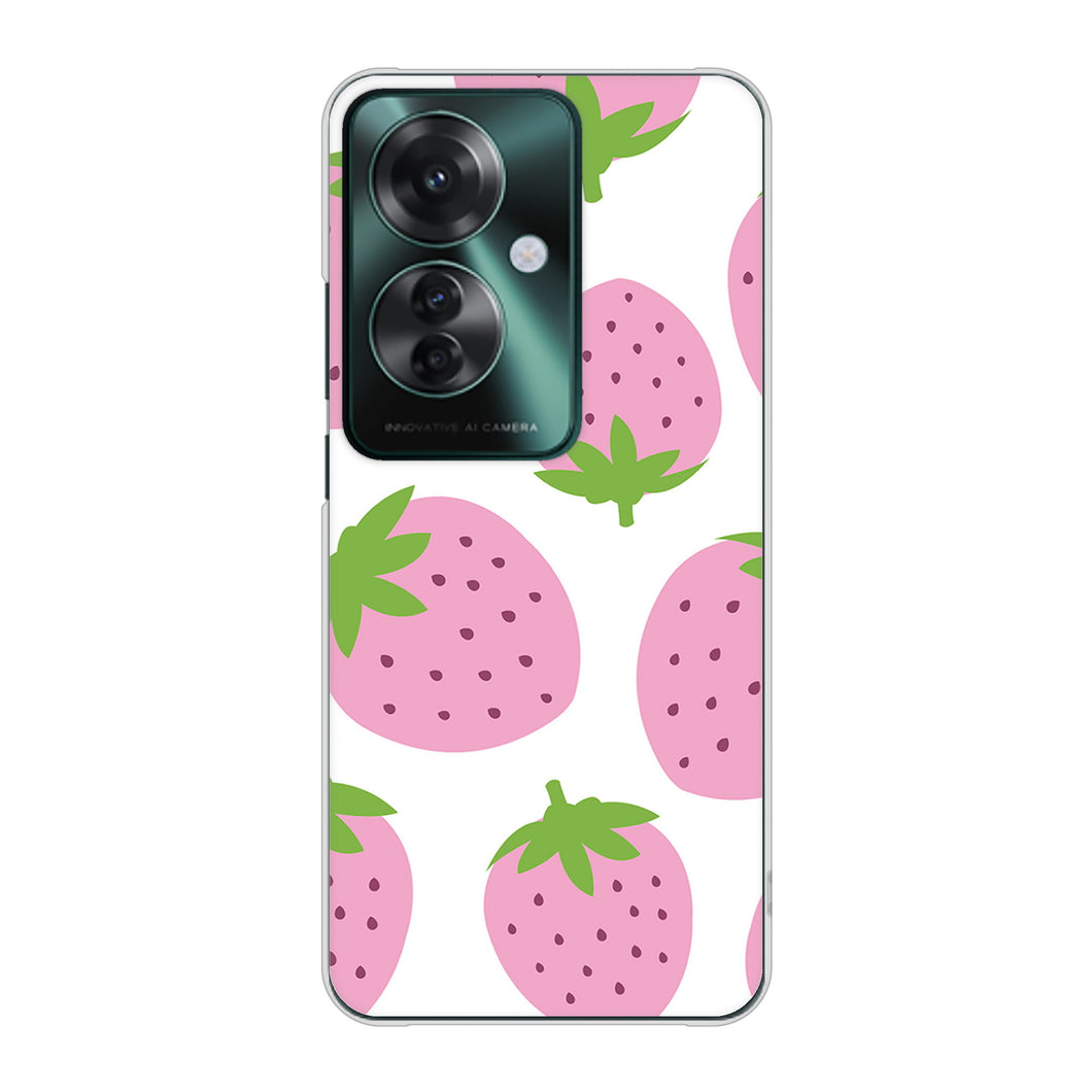 OPPO Reno11 A A401OP Y!mobile 高画質仕上げ 背面印刷 ハードケース大きいイチゴ模様