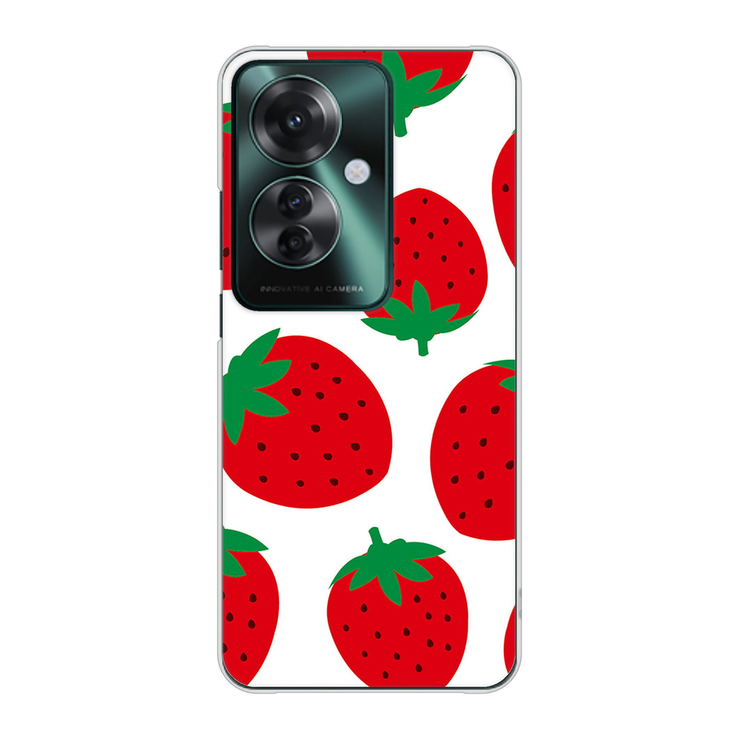 OPPO Reno11 A A401OP Y!mobile 高画質仕上げ 背面印刷 ハードケース大きいイチゴ模様