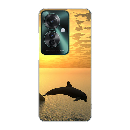 OPPO Reno11 A A401OP Y!mobile 高画質仕上げ 背面印刷 ハードケース 【VA845 夕暮れのドルフィン】