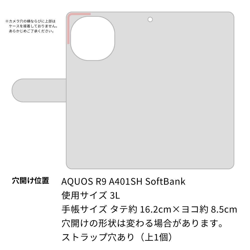 AQUOS R9 A401SH SoftBank 高画質仕上げ プリント手帳型ケース ( 通常型 )ガーリー