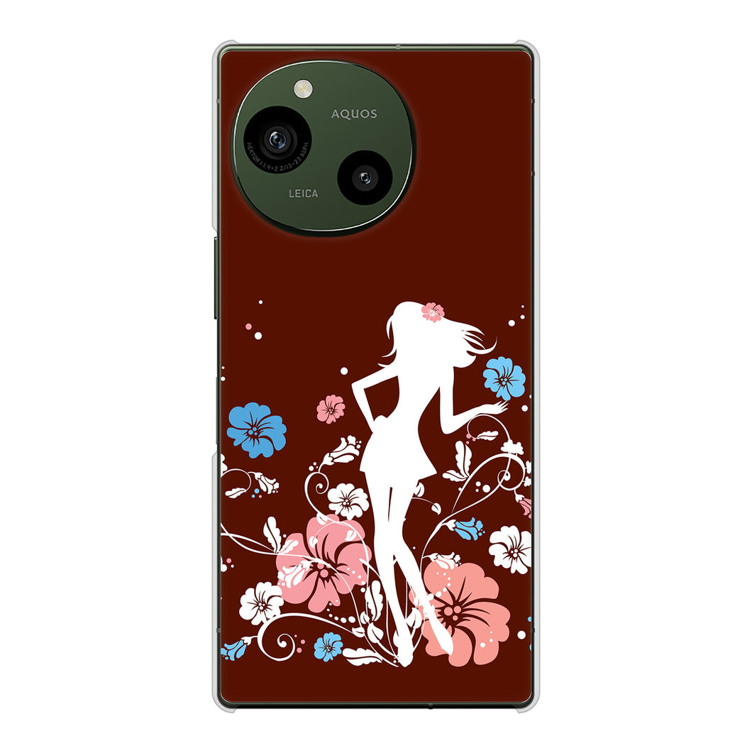 AQUOS R9 A401SH SoftBank 高画質仕上げ 背面印刷 ハードケース 【110 ハイビスカスと少女】