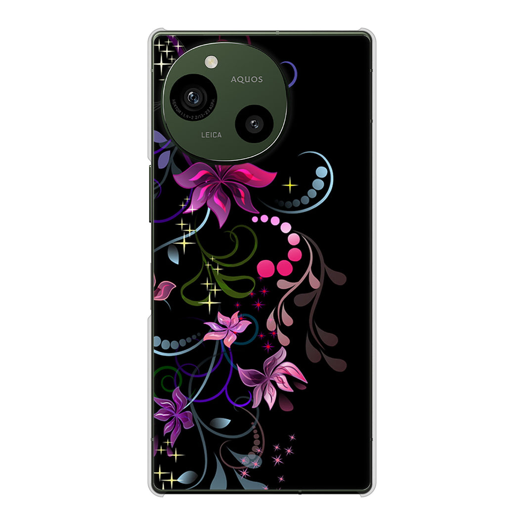 AQUOS R9 A401SH SoftBank 高画質仕上げ 背面印刷 ハードケース 【263 闇に浮かぶ華】