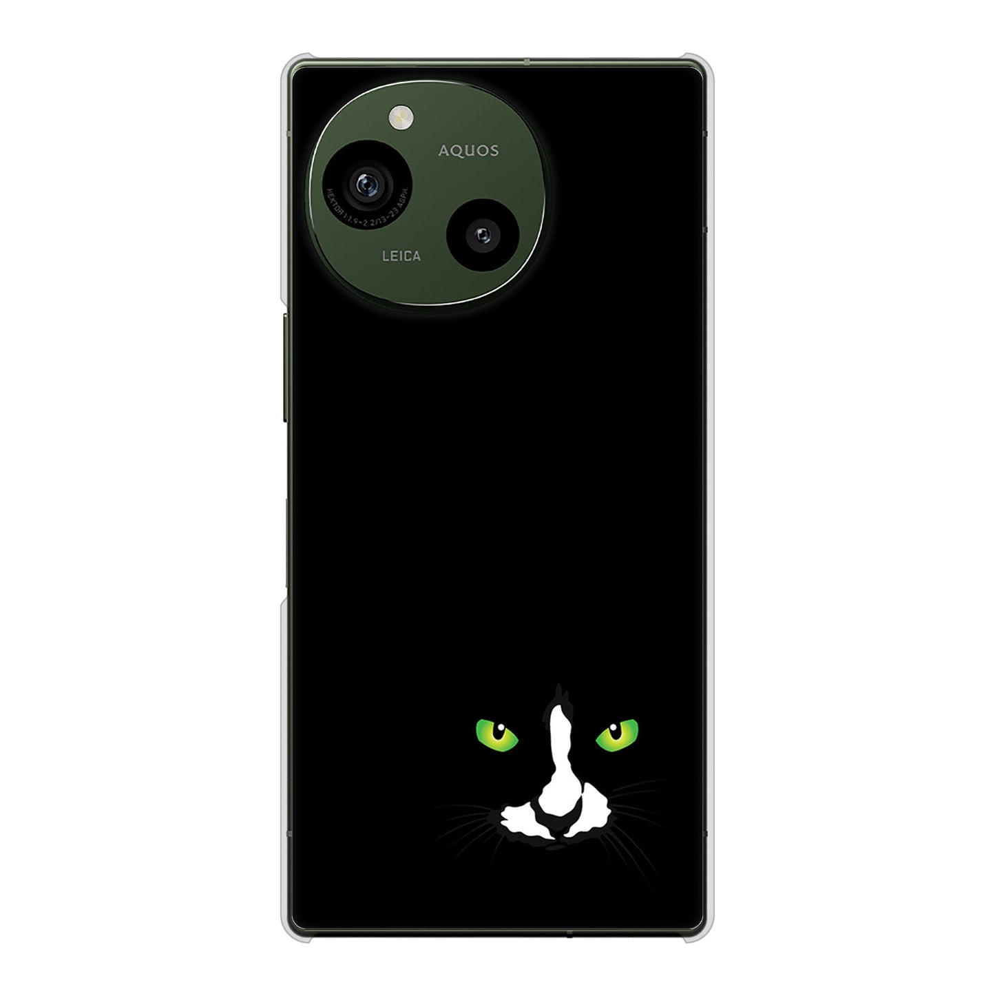 AQUOS R9 A401SH SoftBank 高画質仕上げ 背面印刷 ハードケース 【398 黒ネコ】