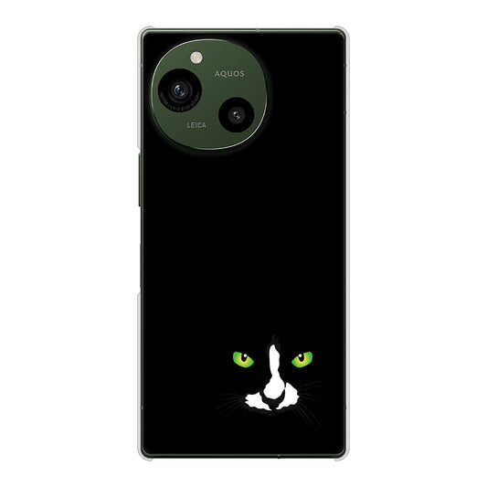 AQUOS R9 A401SH SoftBank 高画質仕上げ 背面印刷 ハードケース 【398 黒ネコ】