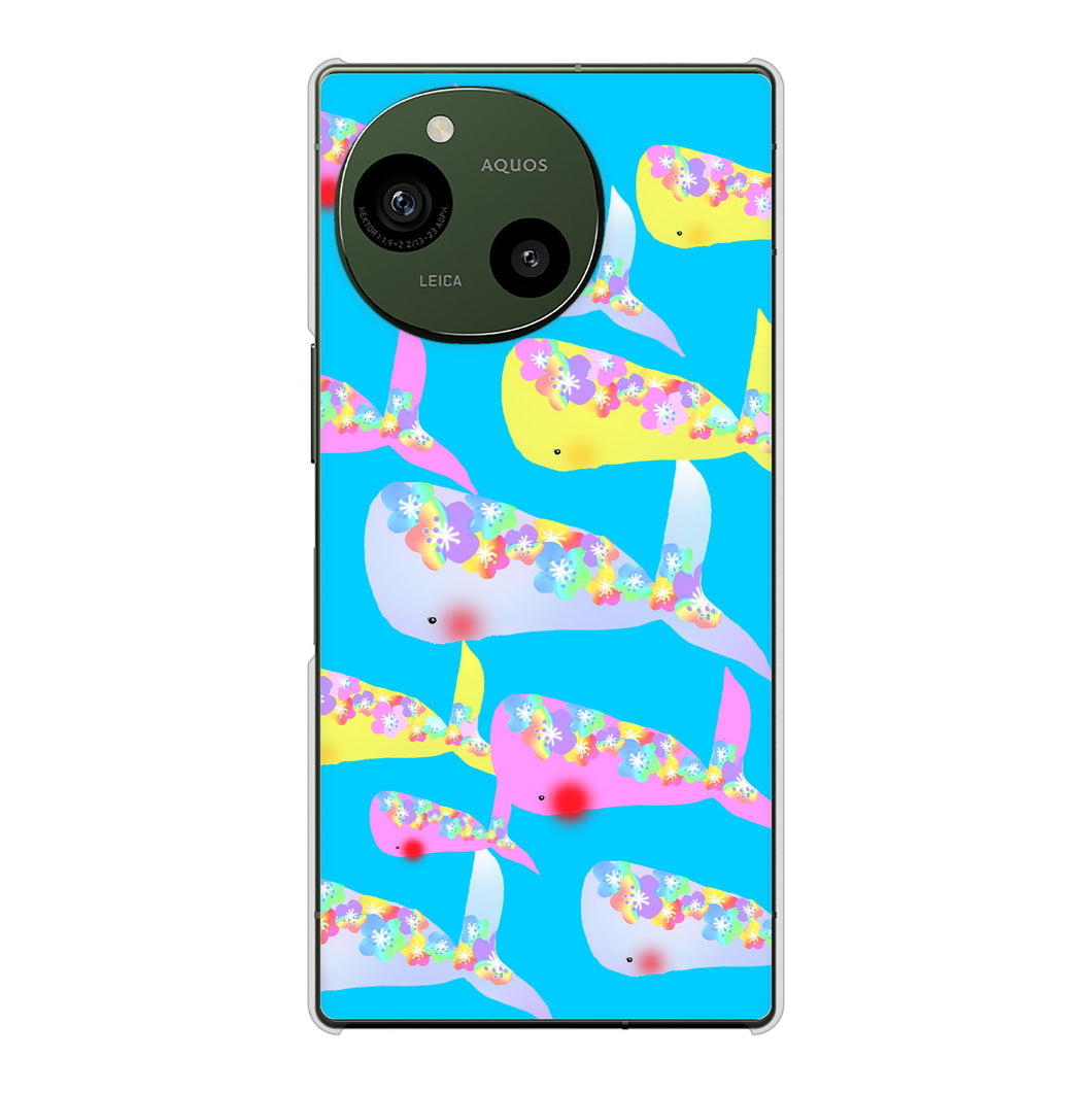 AQUOS R9 A401SH SoftBank 高画質仕上げ 背面印刷 ハードケース 【1045 くじらの仲間】