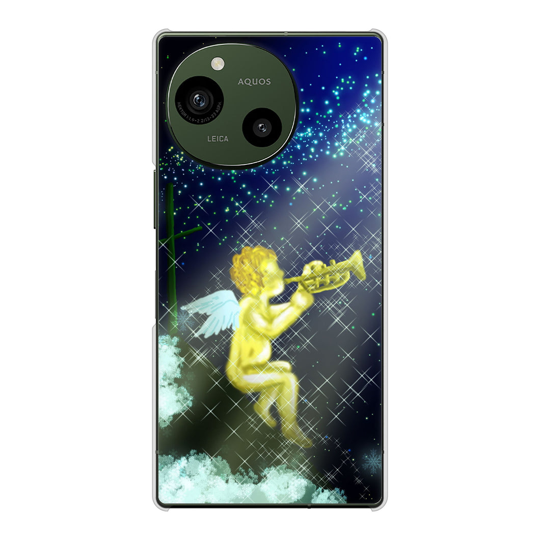 AQUOS R9 A401SH SoftBank 高画質仕上げ 背面印刷 ハードケース 【1248 天使の演奏】