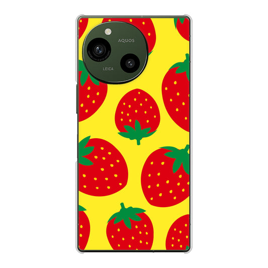 AQUOS R9 A401SH SoftBank 高画質仕上げ 背面印刷 ハードケース大きいイチゴ模様