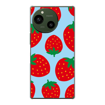 AQUOS R9 A401SH SoftBank 高画質仕上げ 背面印刷 ハードケース大きいイチゴ模様