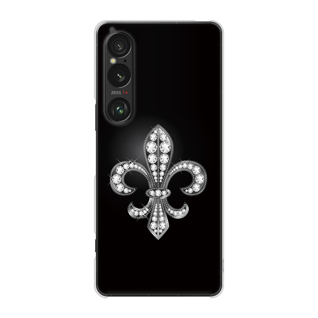 Xperia 1 VI A401SO SoftBank 高画質仕上げ 背面印刷 ハードケース 【042 ラインストーン風の印刷ゴージャスユリ】