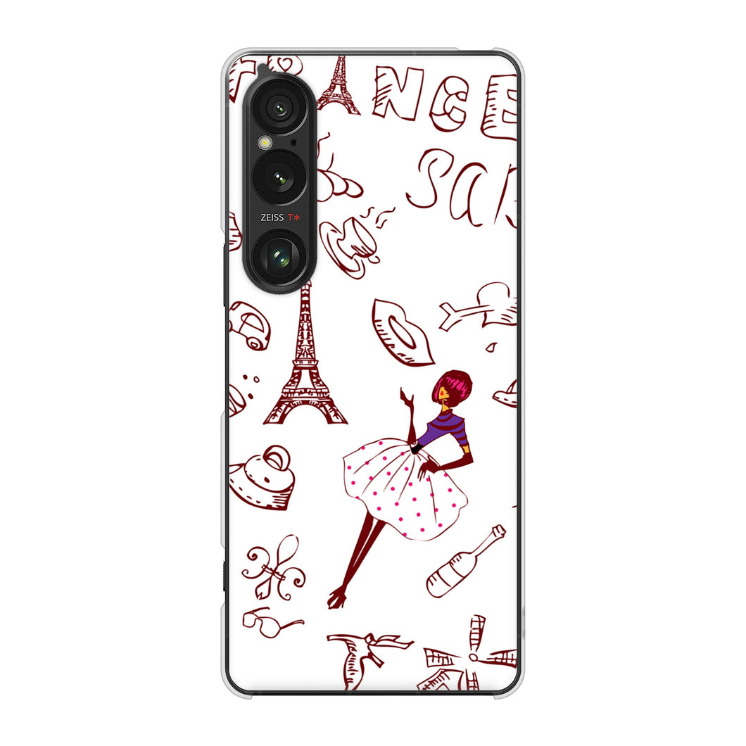 Xperia 1 VI A401SO SoftBank 高画質仕上げ 背面印刷 ハードケースLOVE フランス