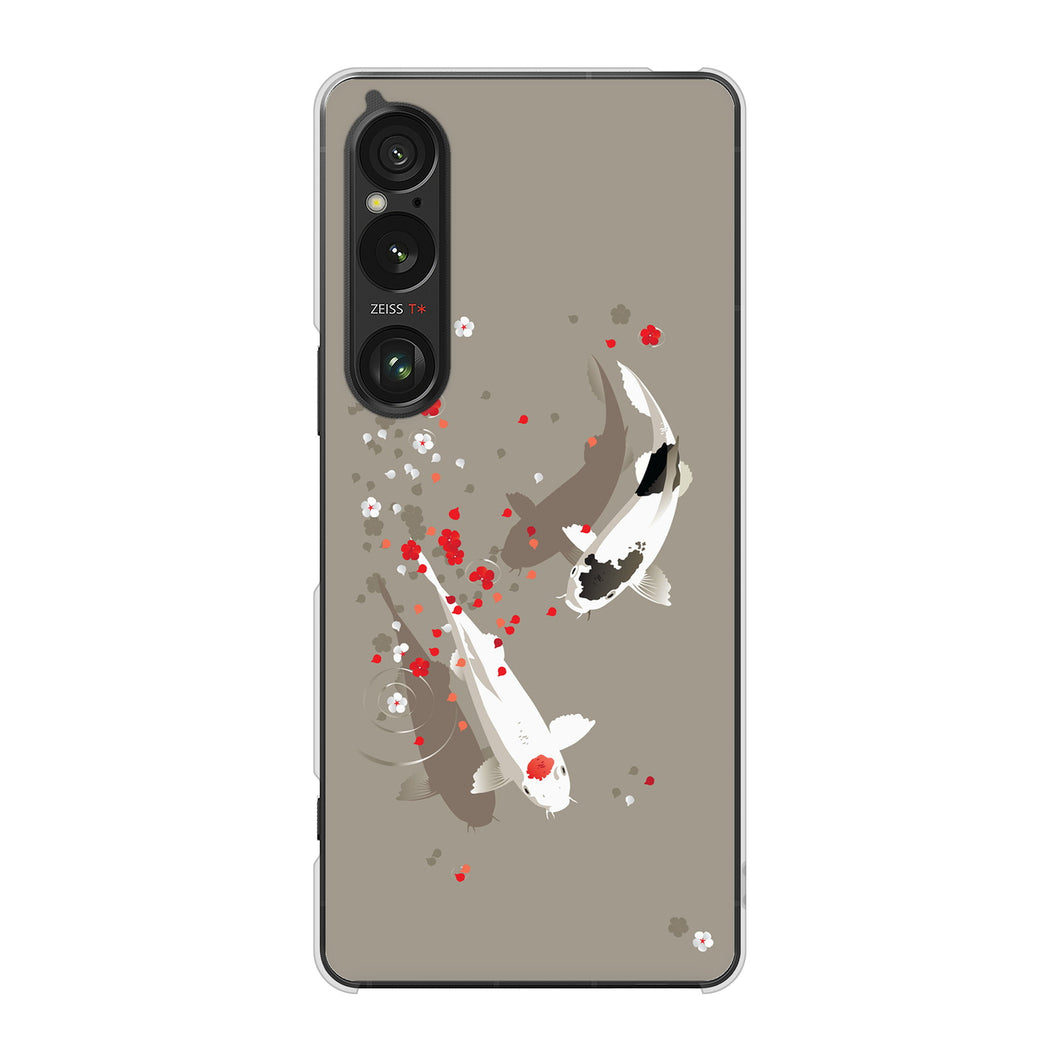 Xperia 1 VI A401SO SoftBank 高画質仕上げ 背面印刷 ハードケース 【367 よりそう鯉】