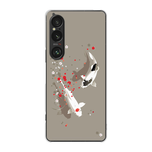 Xperia 1 VI A401SO SoftBank 高画質仕上げ 背面印刷 ハードケース 【367 よりそう鯉】