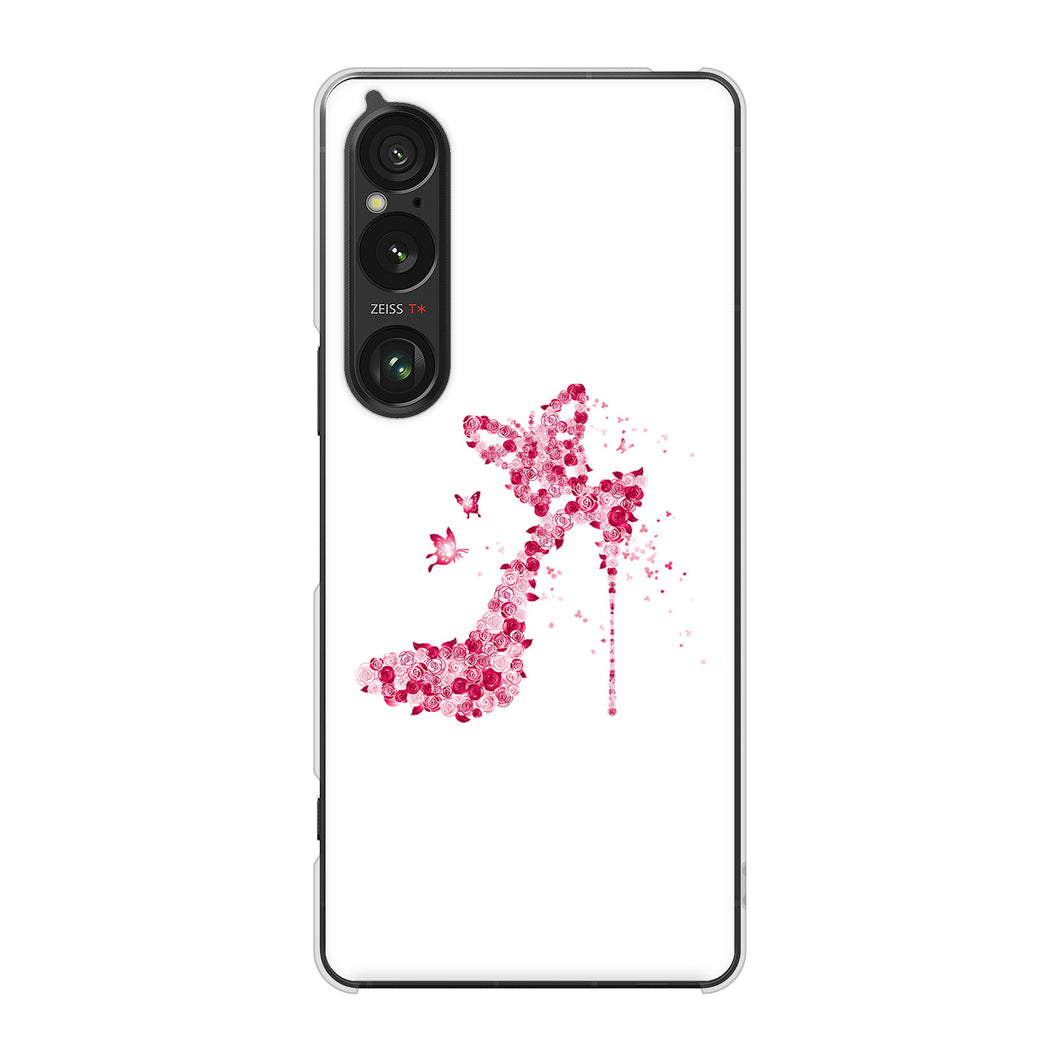 Xperia 1 VI A401SO SoftBank 高画質仕上げ 背面印刷 ハードケース 【387 薔薇のハイヒール】