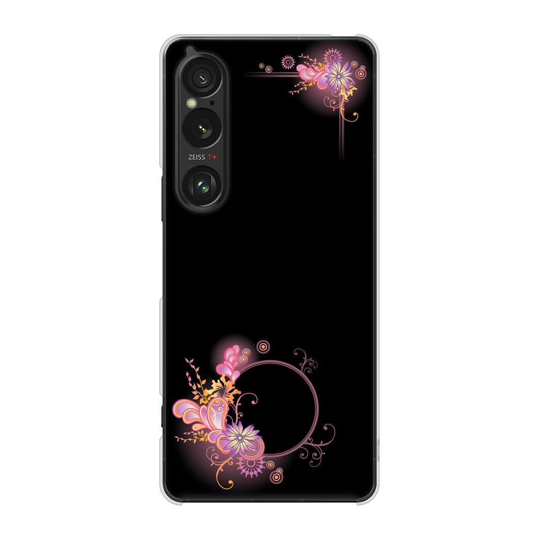 Xperia 1 VI A401SO SoftBank 高画質仕上げ 背面印刷 ハードケース 【437 華のフレーム】
