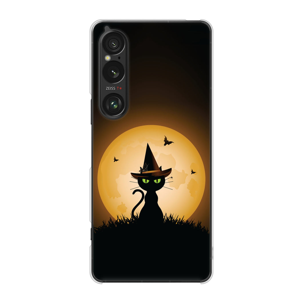 Xperia 1 VI A401SO SoftBank 高画質仕上げ 背面印刷 ハードケース夜とネコ