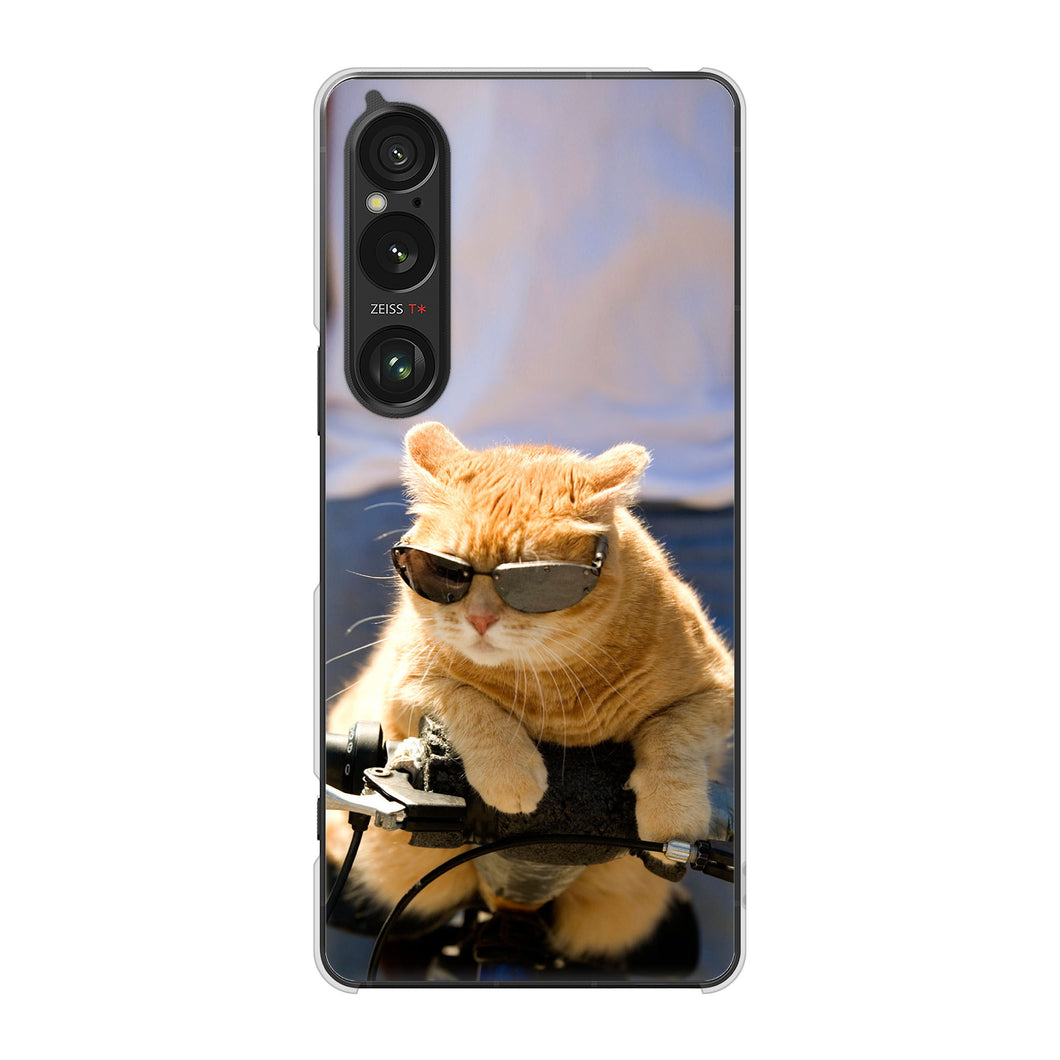 Xperia 1 VI A401SO SoftBank 高画質仕上げ 背面印刷 ハードケース 【595 にゃんとサイクル】