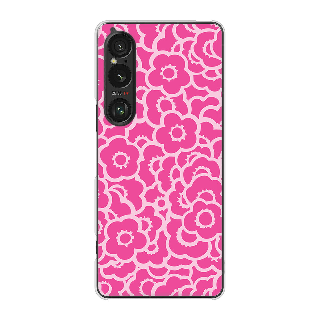 Xperia 1 VI A401SO SoftBank 高画質仕上げ 背面印刷 ハードケース 【716 ピンクフラワー】
