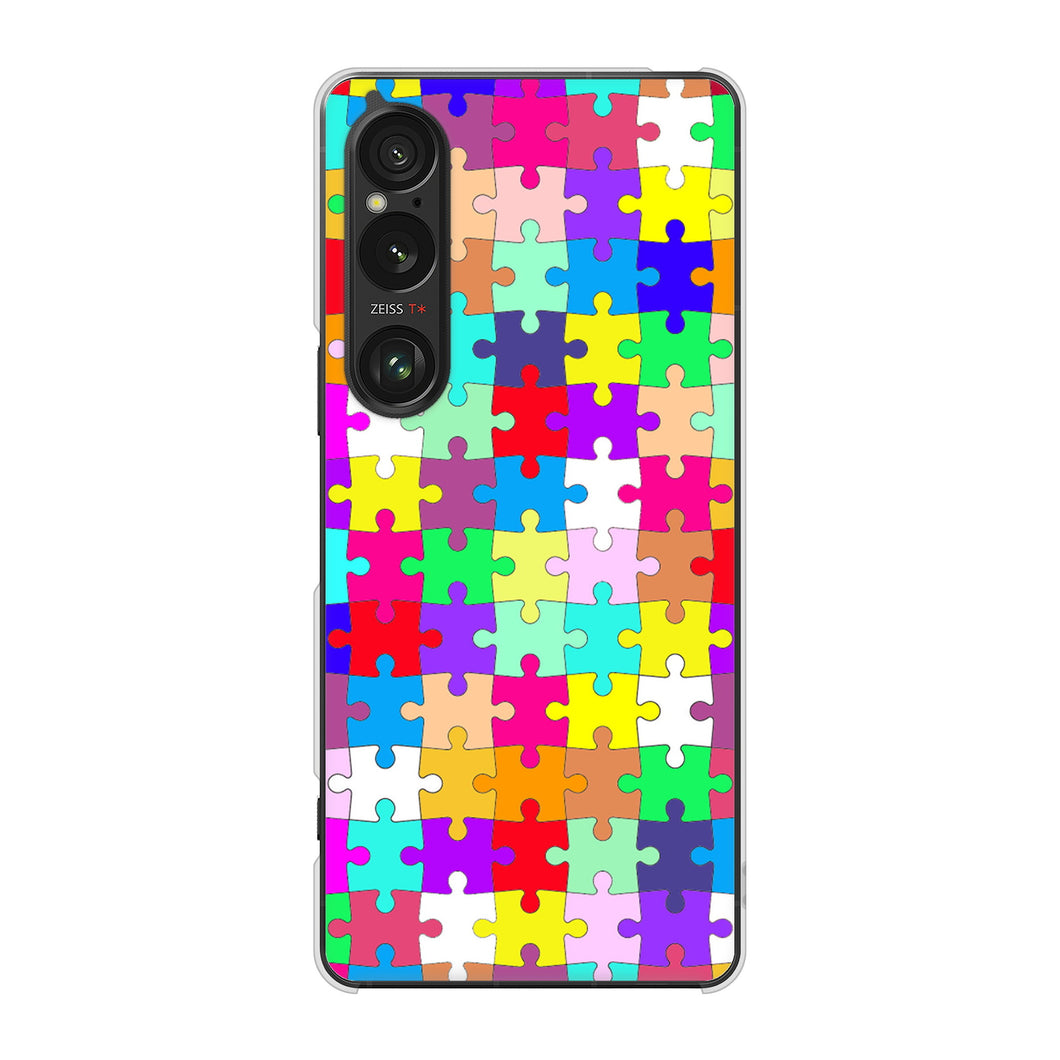 Xperia 1 VI A401SO SoftBank 高画質仕上げ 背面印刷 ハードケース 【727 カラフルパズル】
