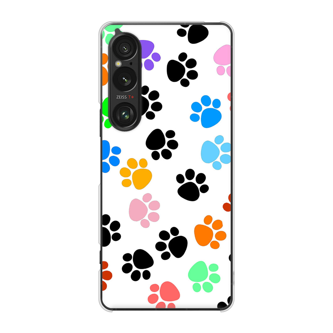 Xperia 1 VI A401SO SoftBank 高画質仕上げ 背面印刷 ハードケース 【1108 あしあとカラフル】