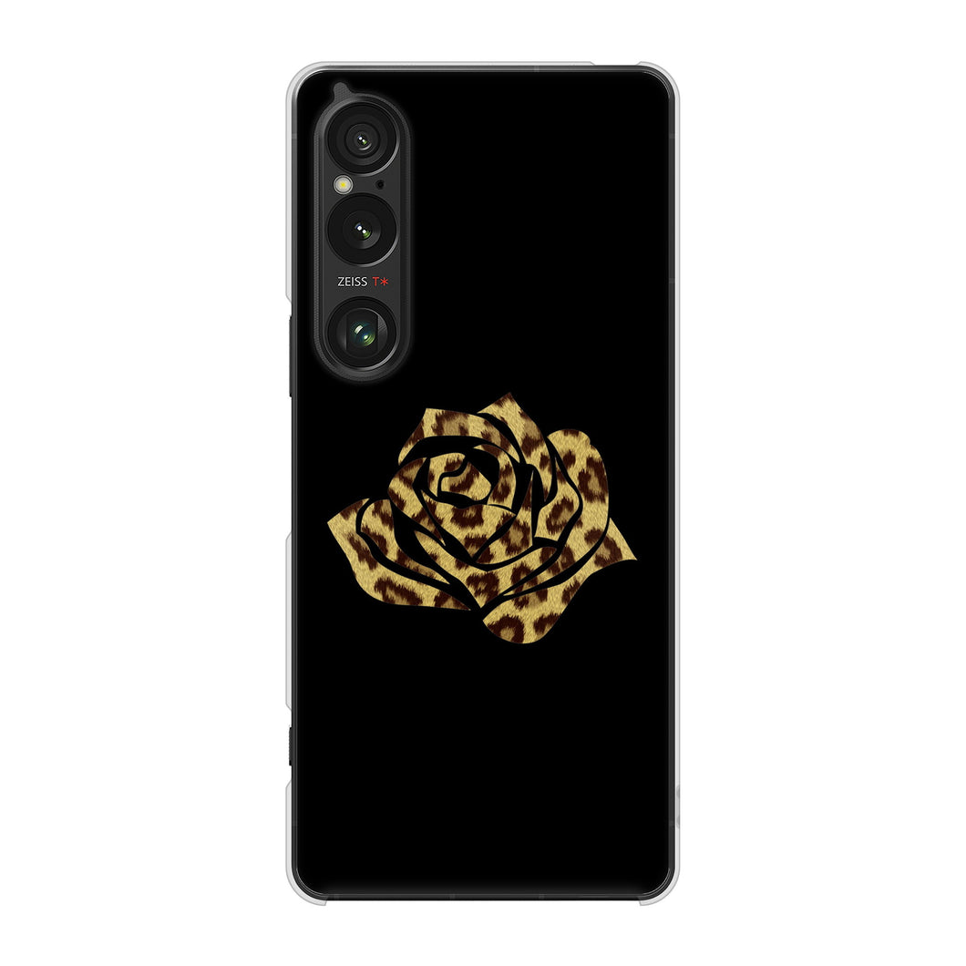 Xperia 1 VI A401SO SoftBank 高画質仕上げ 背面印刷 ハードケース 【1184 ヒョウのバラ（茶）】