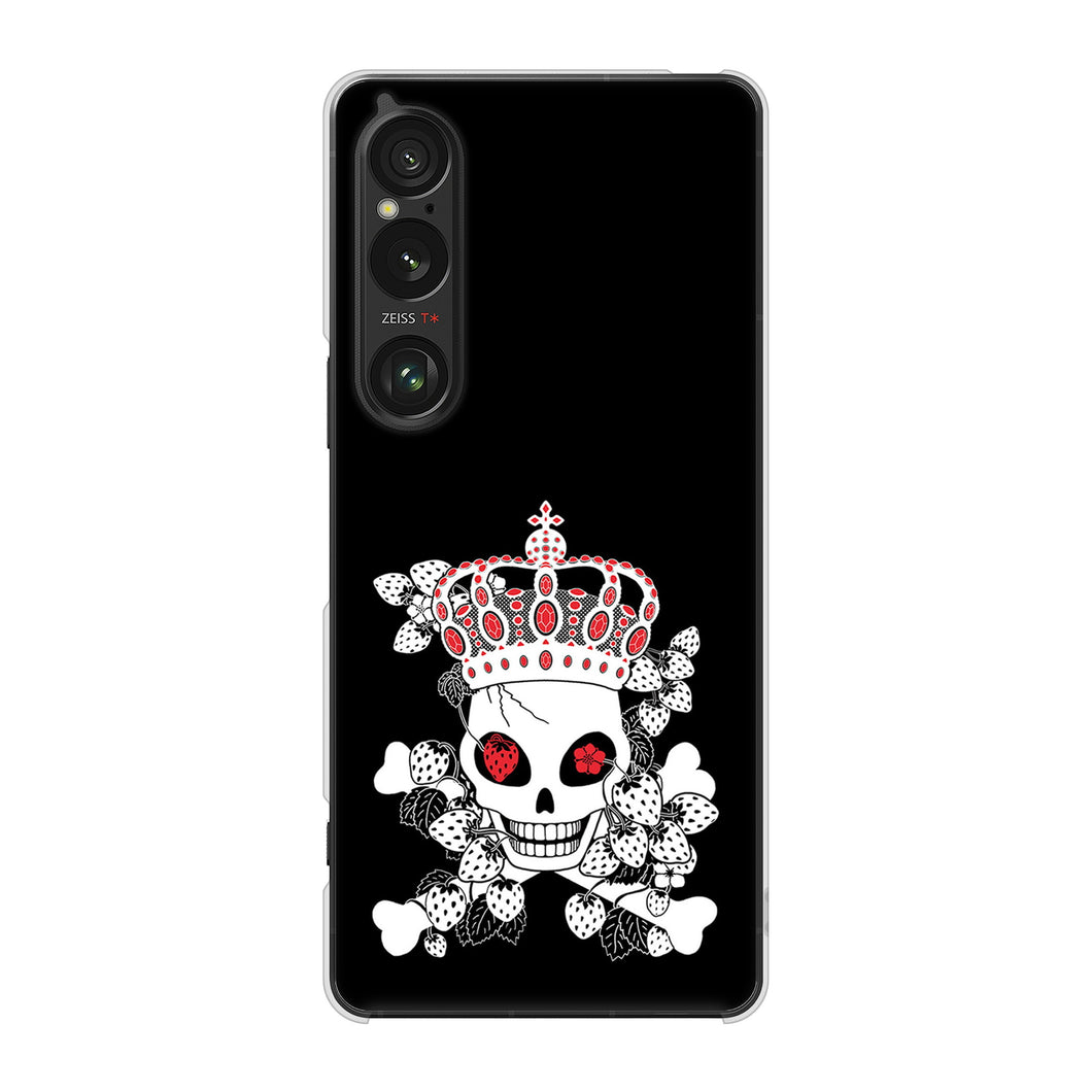 Xperia 1 VI A401SO SoftBank 高画質仕上げ 背面印刷 ハードケースむかいあぐる 苺骸骨王冠蔦