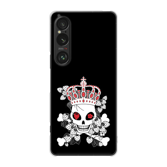 Xperia 1 VI A401SO SoftBank 高画質仕上げ 背面印刷 ハードケースむかいあぐる 苺骸骨王冠蔦