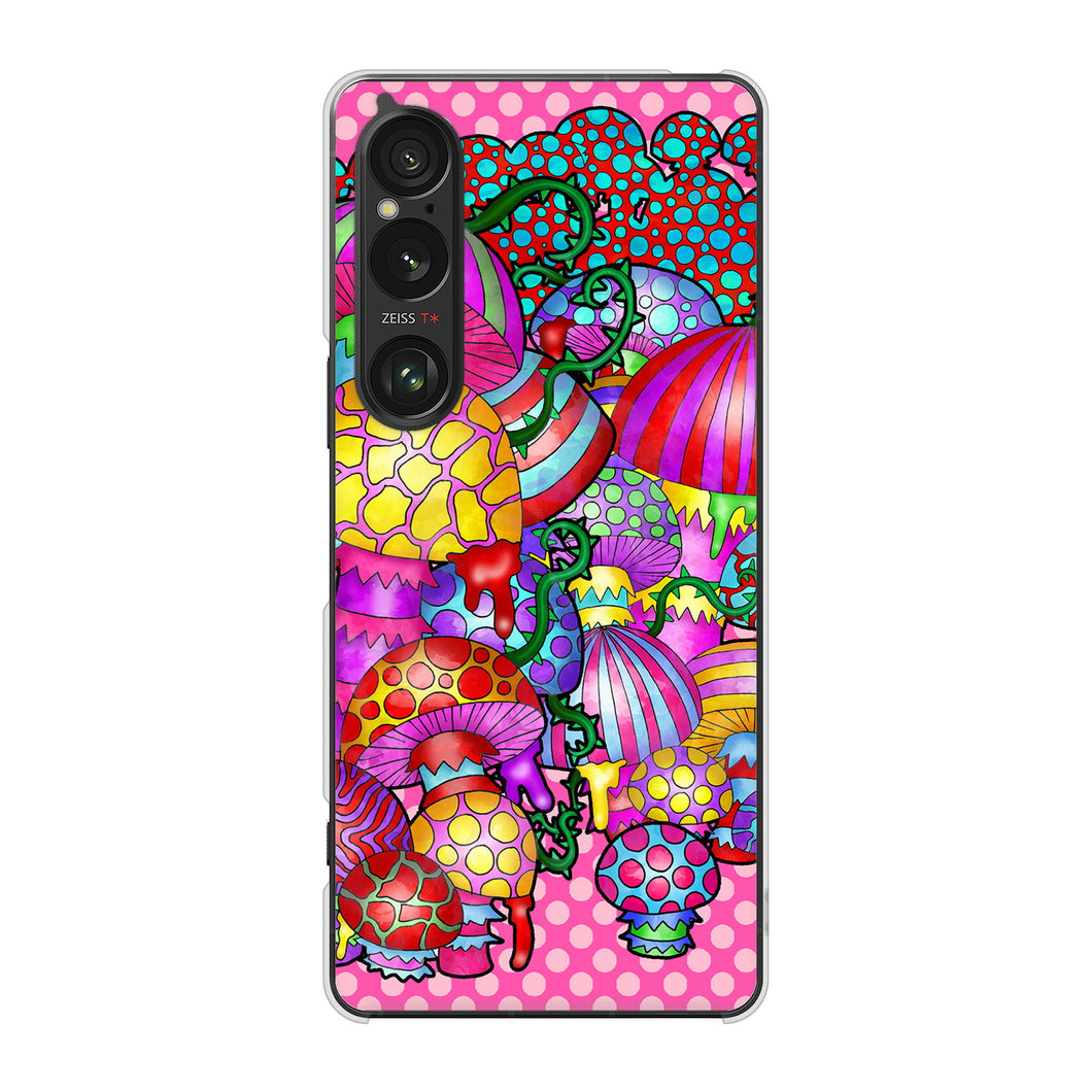 Xperia 1 VI A401SO SoftBank 高画質仕上げ 背面印刷 ハードケースむかいあぐる きのこ