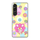 Xperia 1 VI A401SO SoftBank 高画質仕上げ 背面印刷 ハードケースむかいあぐる フラワーうさぎのフラッピョン