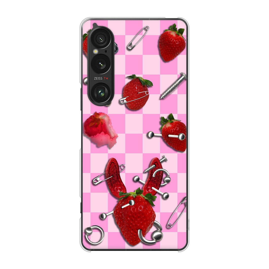 Xperia 1 VI A401SO SoftBank 高画質仕上げ 背面印刷 ハードケースむかいあぐる 苺パンク