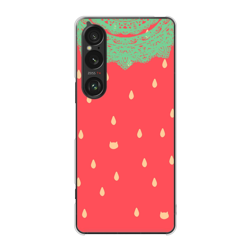 Xperia 1 VI A401SO SoftBank 高画質仕上げ 背面印刷 ハードケース 【MI800 strawberry ストロベリー】