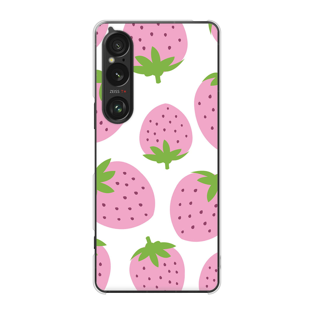 Xperia 1 VI A401SO SoftBank 高画質仕上げ 背面印刷 ハードケース大きいイチゴ模様