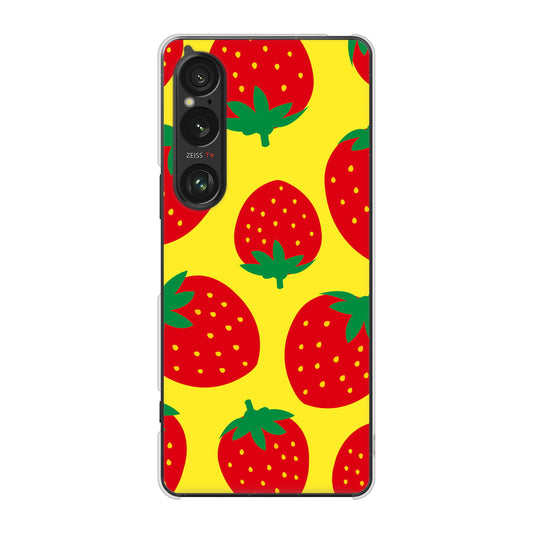 Xperia 1 VI A401SO SoftBank 高画質仕上げ 背面印刷 ハードケース大きいイチゴ模様