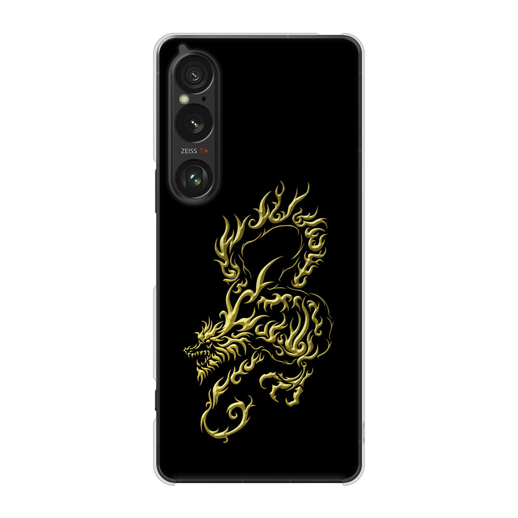 Xperia 1 VI A401SO SoftBank 高画質仕上げ 背面印刷 ハードケース 【VA831 闇と龍】