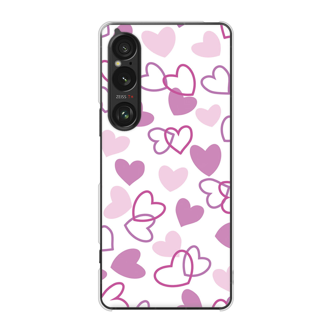 Xperia 1 VI A401SO SoftBank 高画質仕上げ 背面印刷 ハードケースハートがいっぱい