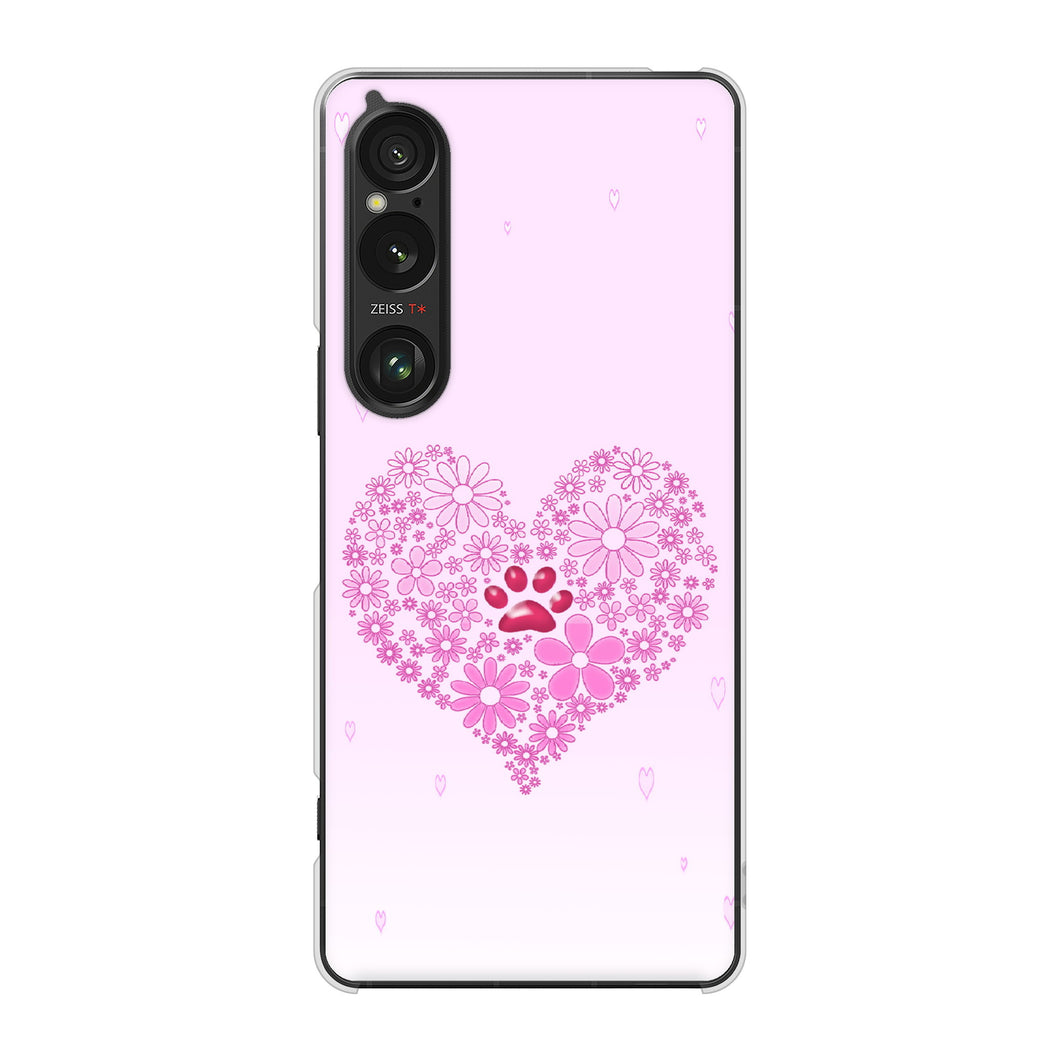 Xperia 1 VI A401SO SoftBank 高画質仕上げ 背面印刷 ハードケースハートと肉球