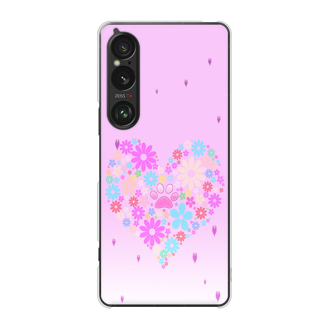 Xperia 1 VI A401SO SoftBank 高画質仕上げ 背面印刷 ハードケースハートと肉球