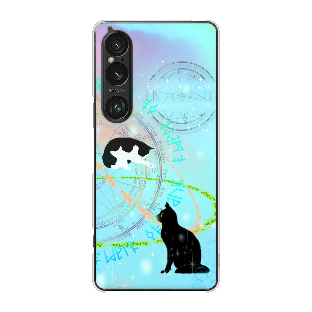 Xperia 1 VI A401SO SoftBank 高画質仕上げ 背面印刷 ハードケース魔法陣猫