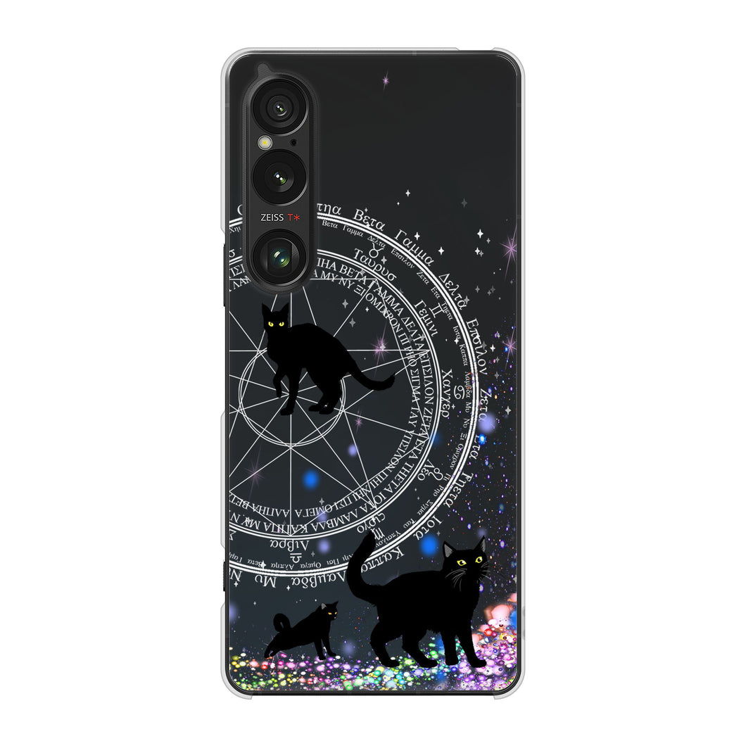 Xperia 1 VI A401SO SoftBank 高画質仕上げ 背面印刷 ハードケース魔法陣猫