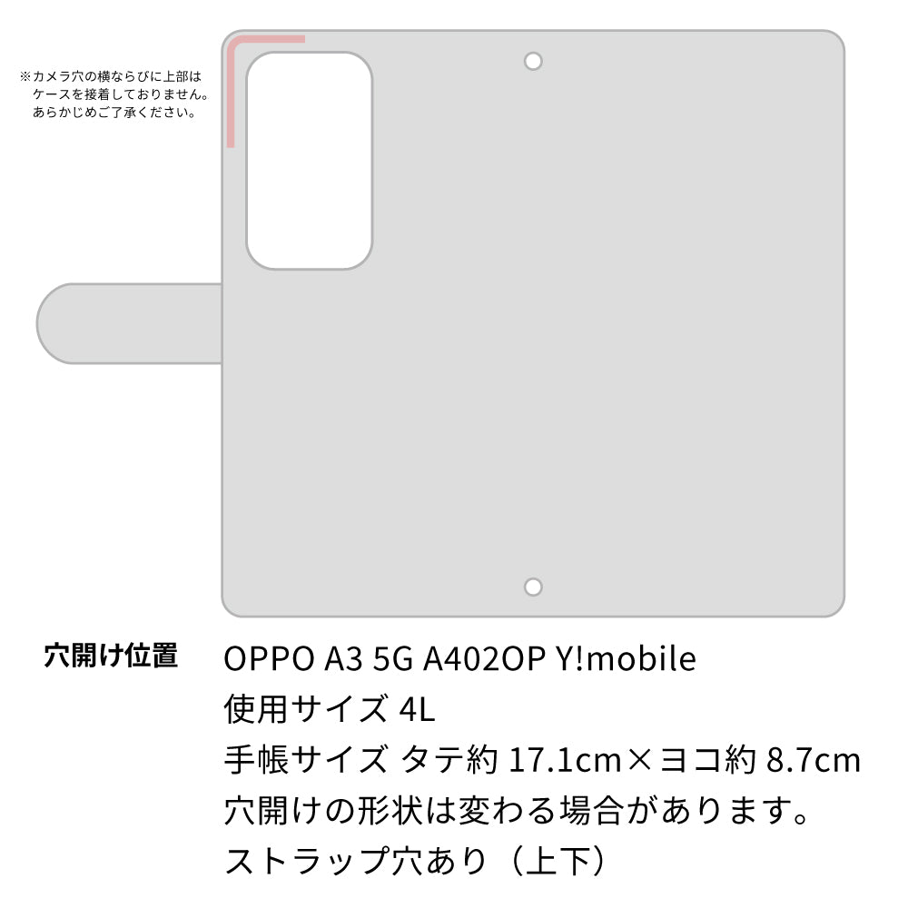 OPPO A3 5G A402OP Y!mobile クリアプリントブラックタイプ 手帳型ケース 耐衝撃