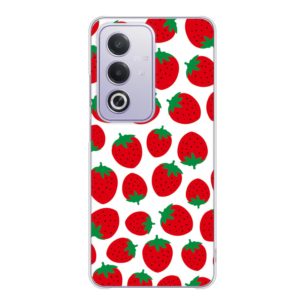 OPPO A3 5G A402OP Y!mobile 高画質仕上げ 背面印刷 ハードケース小さいイチゴ模様
