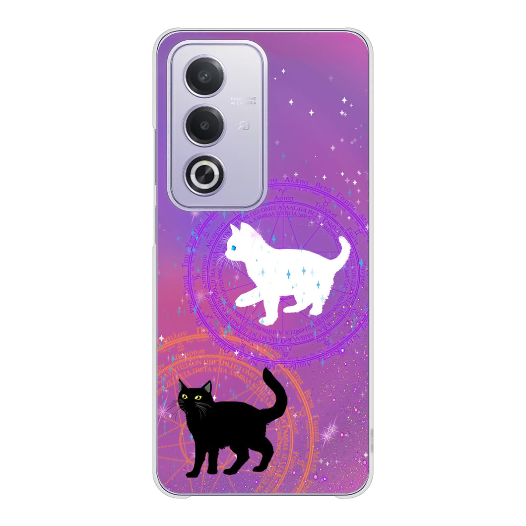 OPPO A3 5G A402OP Y!mobile 高画質仕上げ 背面印刷 ハードケース魔法陣猫