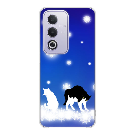 OPPO A3 5G A402OP Y!mobile 高画質仕上げ 背面印刷 ハードケース 【YJ335 雪の結晶 はちわれ】