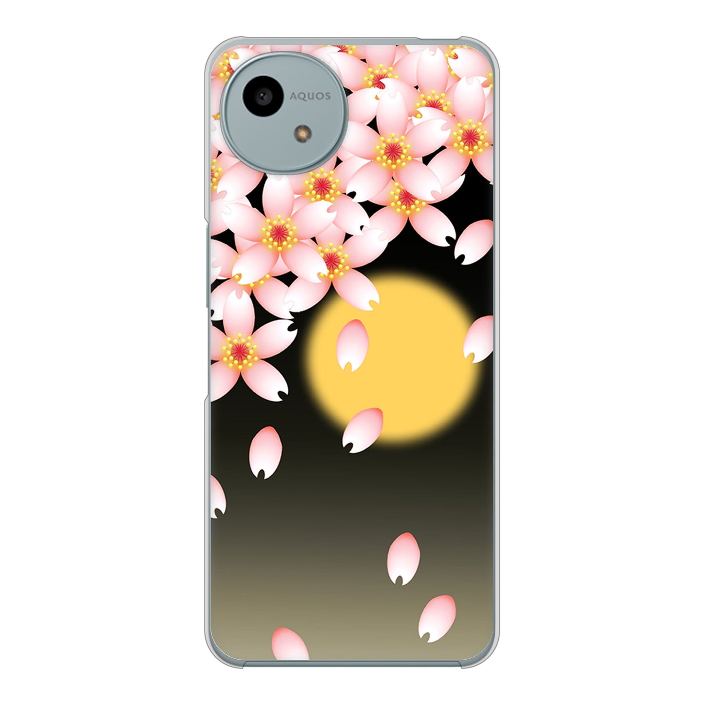 AQUOS wish4 A402SH Y!mobile 高画質仕上げ 背面印刷 ハードケース 【136 満月と夜桜】