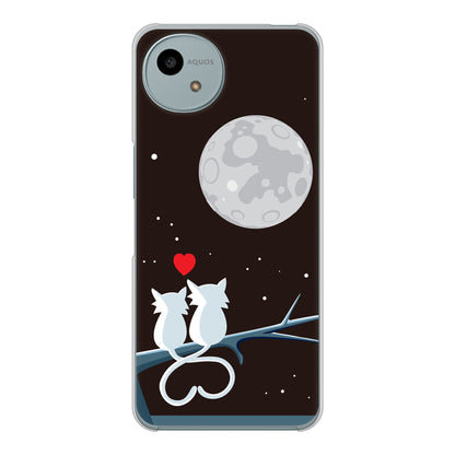 AQUOS wish4 A402SH Y!mobile 高画質仕上げ 背面印刷 ハードケース夜とネコ