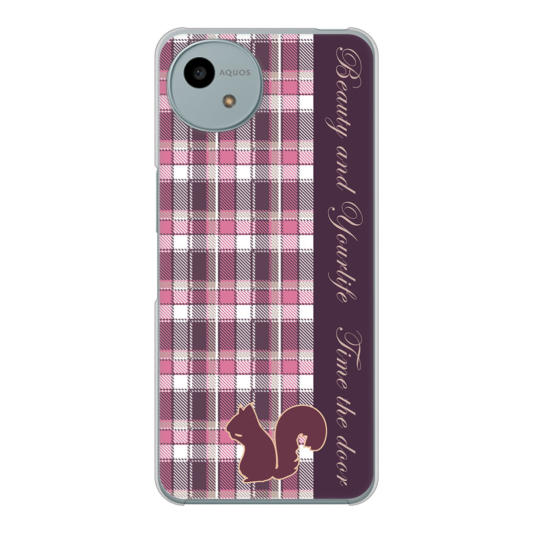 AQUOS wish4 A402SH Y!mobile 高画質仕上げ 背面印刷 ハードケースピンクチェック