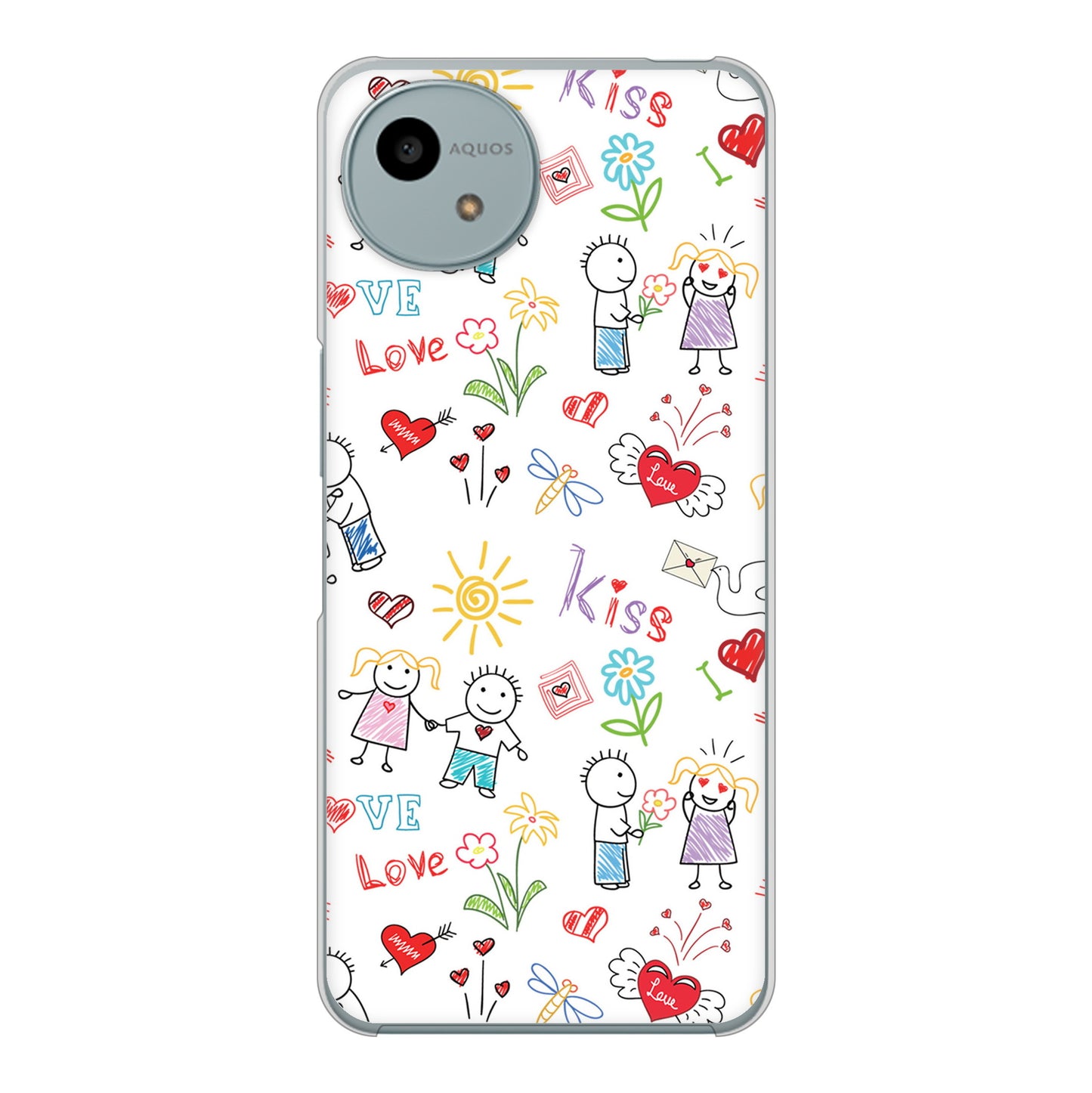 AQUOS wish4 A402SH Y!mobile 高画質仕上げ 背面印刷 ハードケースカップル＆ファミリー